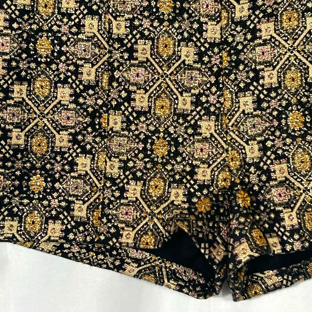 Forever 21 Womens Short Shorts 26 Gold Black Brocade High Waist Party Festival - Picture 5 of 10